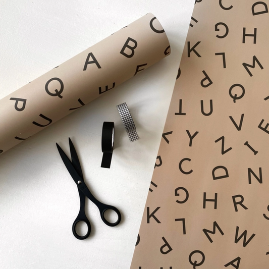 Gift Wrap - Latte Type Letter