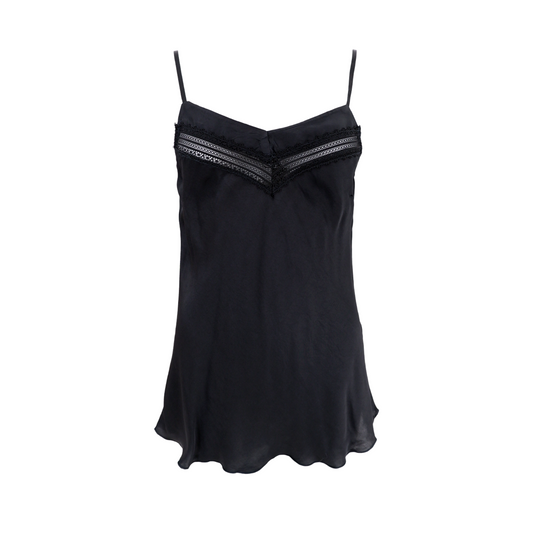Black Colour DK Lou Satin Strap Top - Black