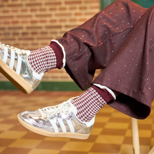 Gingham Socks - Wine Red