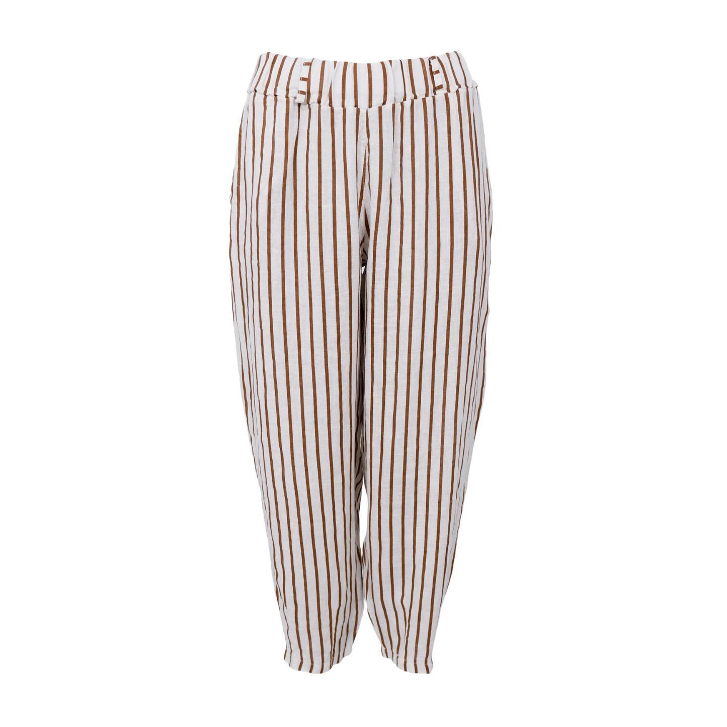 Melina Linen Trousers - Tan Stripe