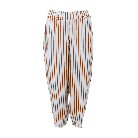Melina Linen Trousers - Tan Stripe