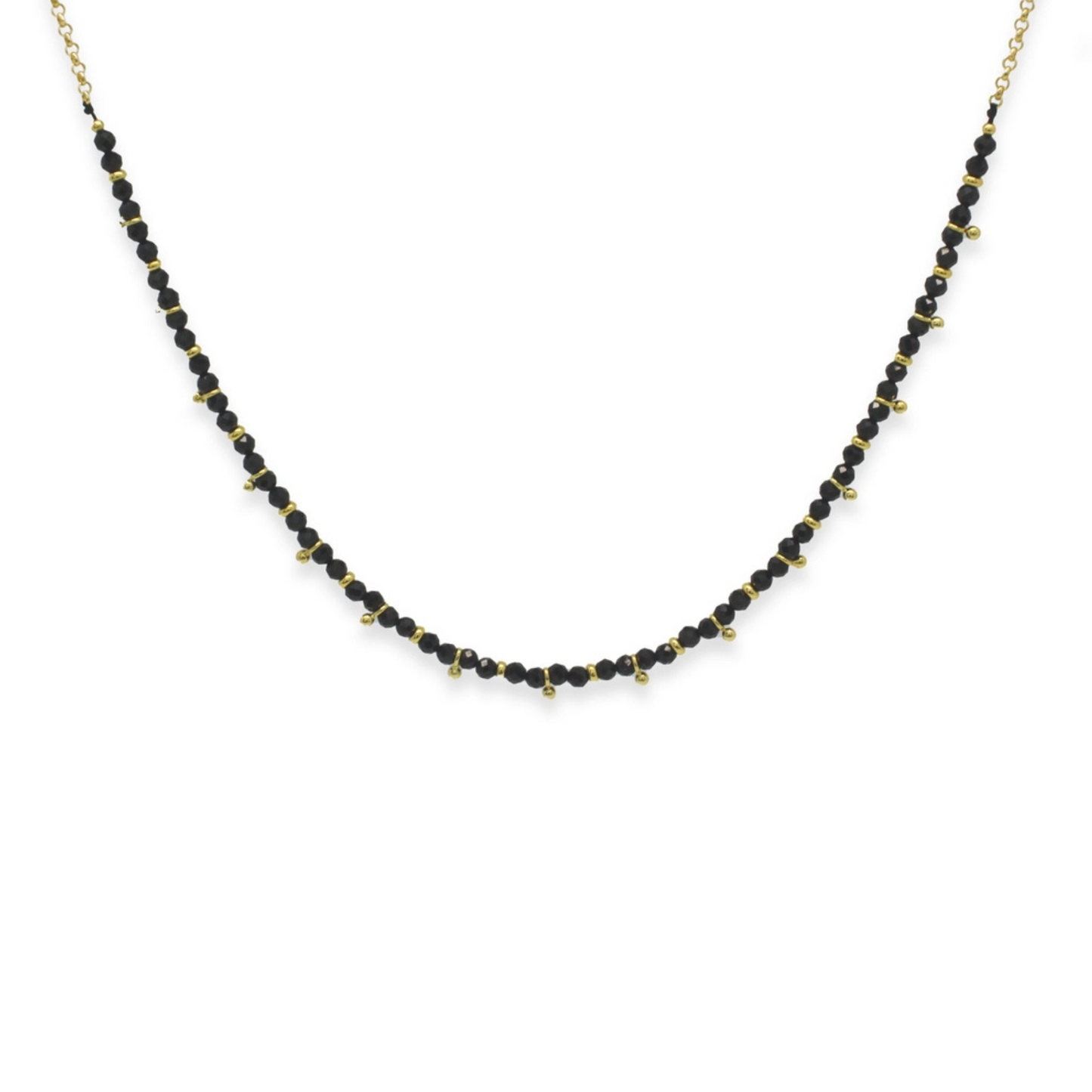 Boho Betty Salus Beaded Necklace - Gold & Black Spinel