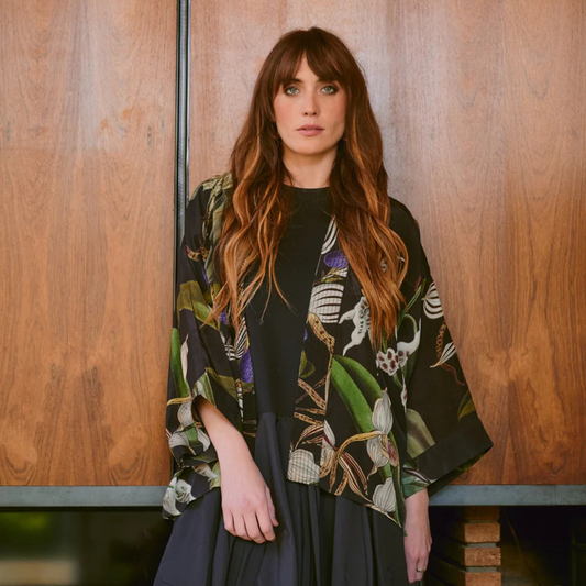 Crepe Kimono - Orchid Black