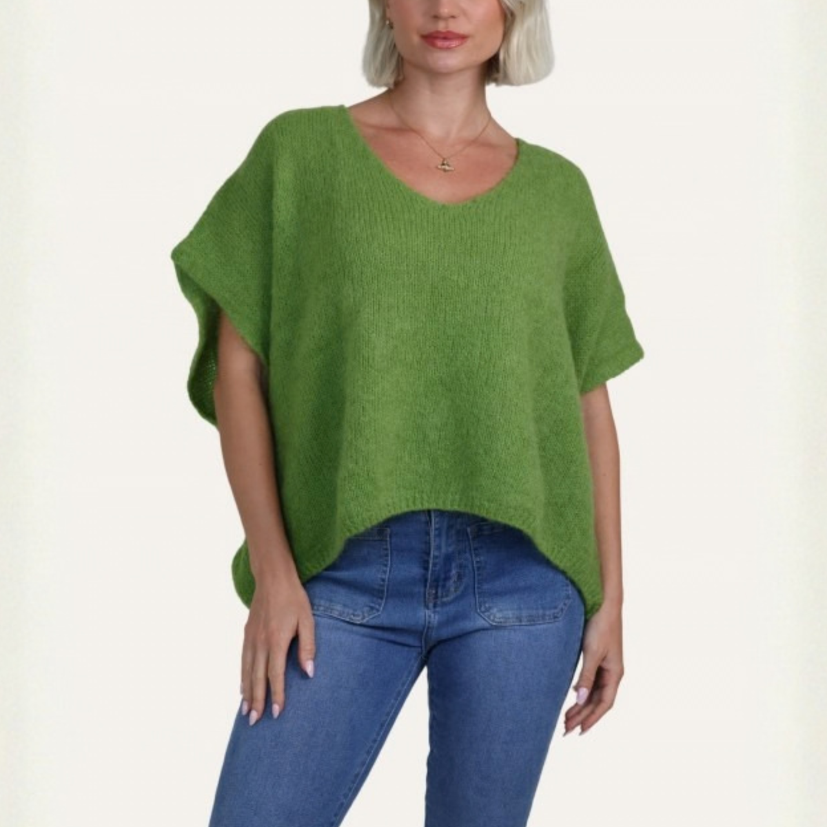 Drop Shoulder Mohair Blend Tank Top - Apple