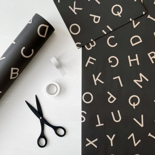 Gift Wrap - Black Type Letter