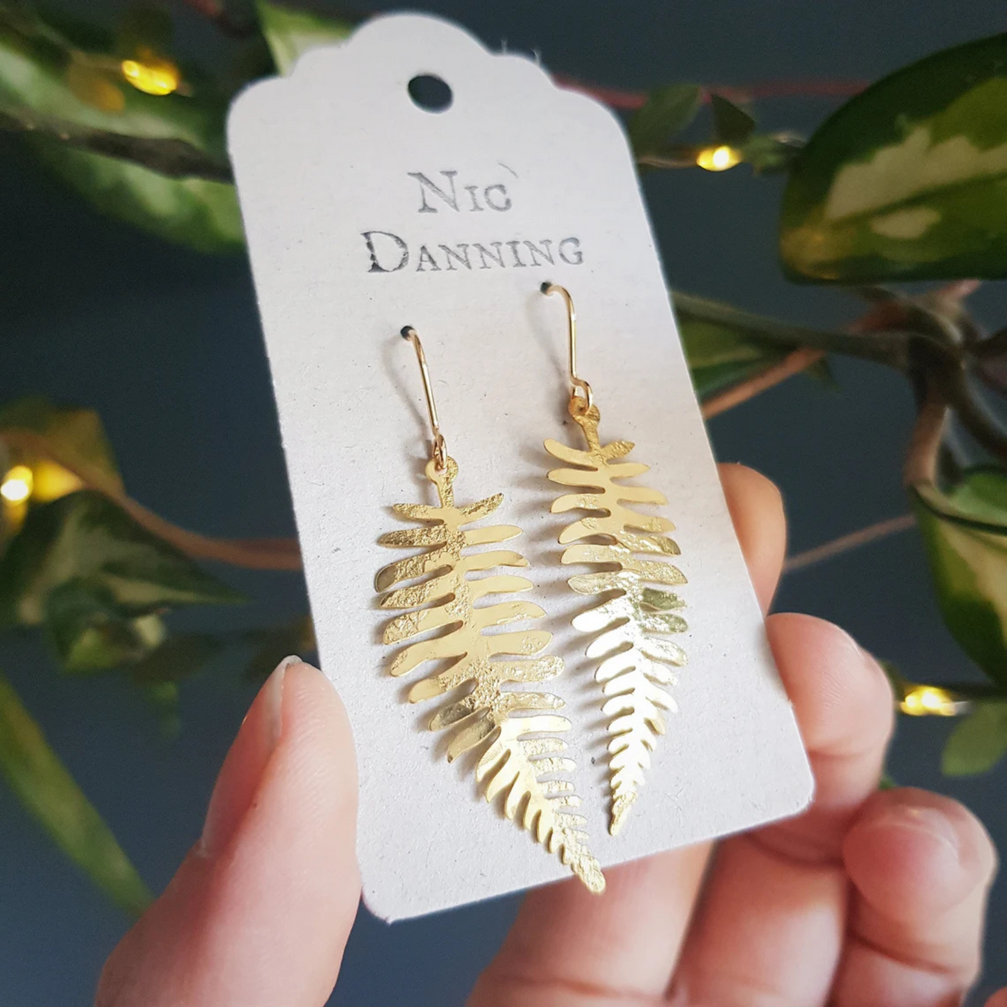 Nic Danning Golden Earrings - Fern