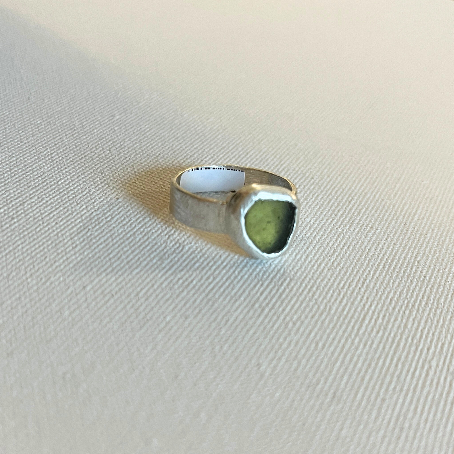 Small Sea Glass Ring - Lime Green