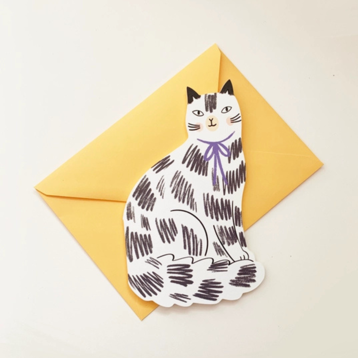 Greetings Card - Sitting Kitty Black