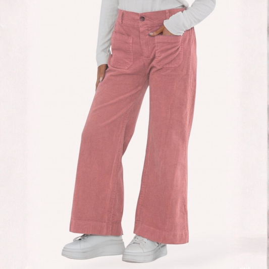 Corduroy Trousers with Pockets - Rose Pink