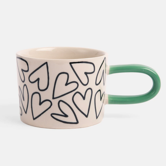 Caroline Gardner Stoneware Mug - Outlined Hearts