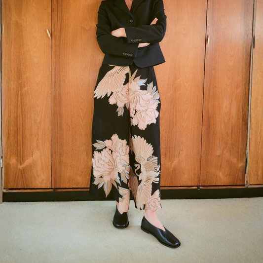 Crepe Palazzo Pants - Crane Black