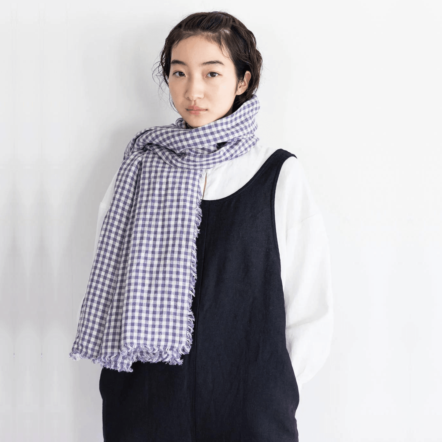 Fog Linen Scarf - Simone Gingham