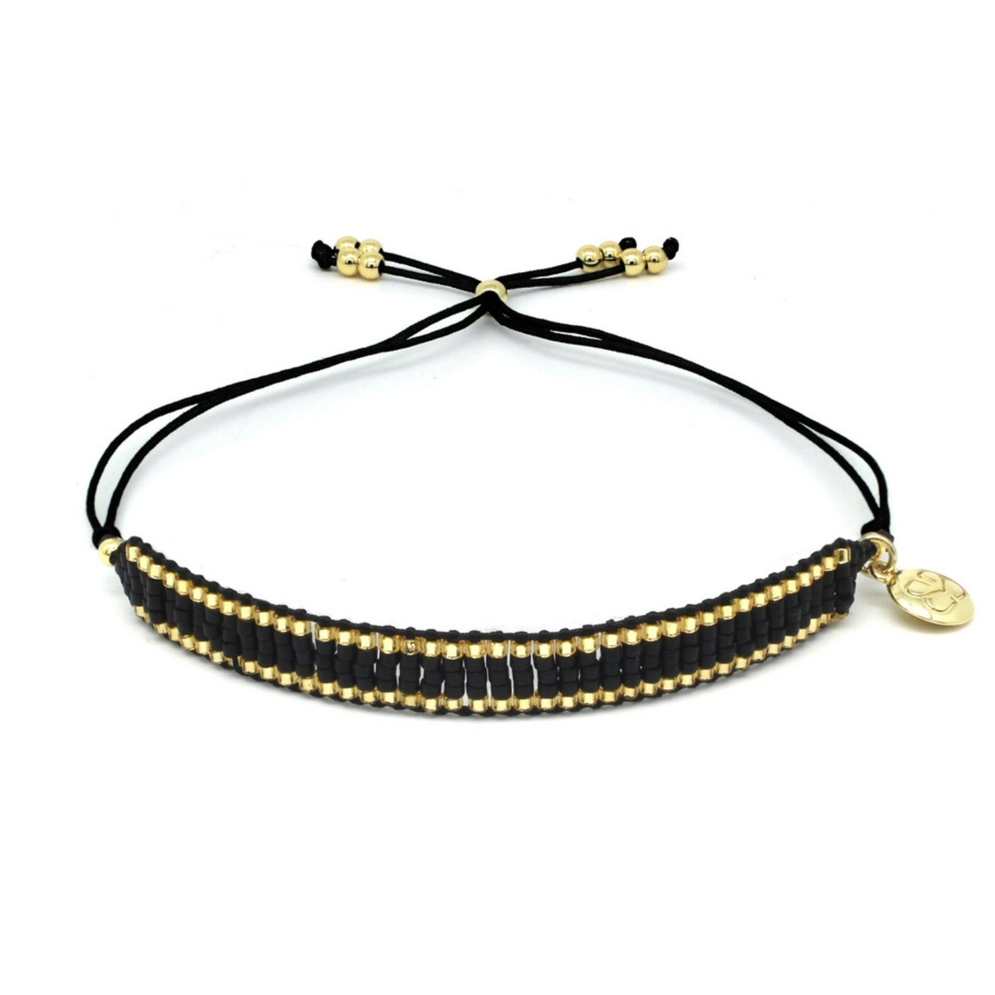 Boho Betty Circles Beaded Friendship Bracelet - Black & Gold