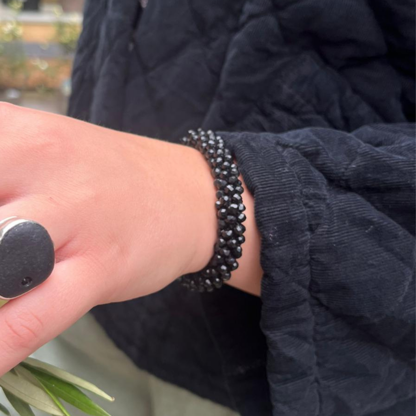 Beaded Sparkle Bracelet - Black