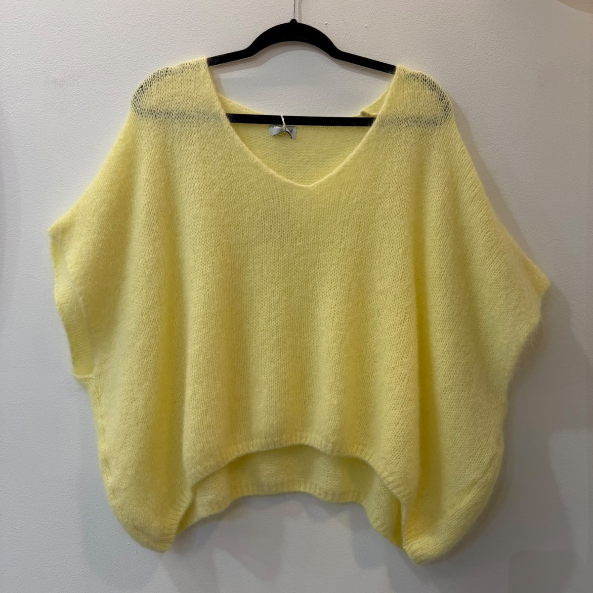 Drop Shoulder Mohair Blend Tank Top - Lemon