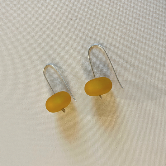 Eco Silver Resin Earrings - Yellow