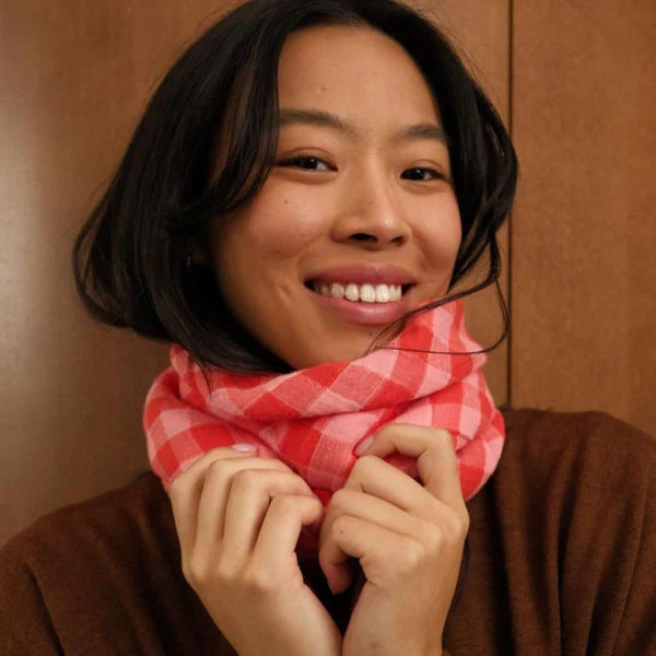 Square Scarf - Red and Pink Gingham Check