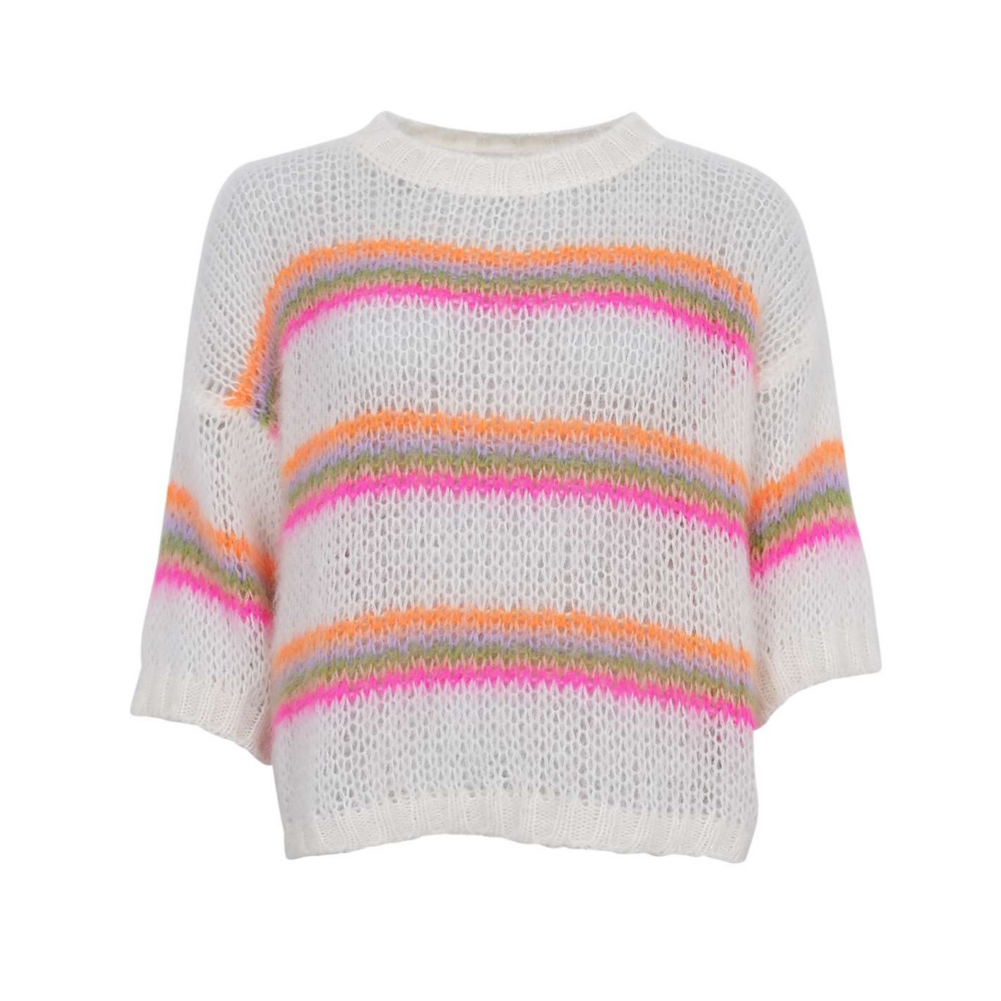 Black Colour DK Minna Multi Striped Jumper - White
