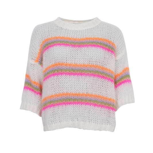 Black Colour DK Minna Multi Striped Jumper - White