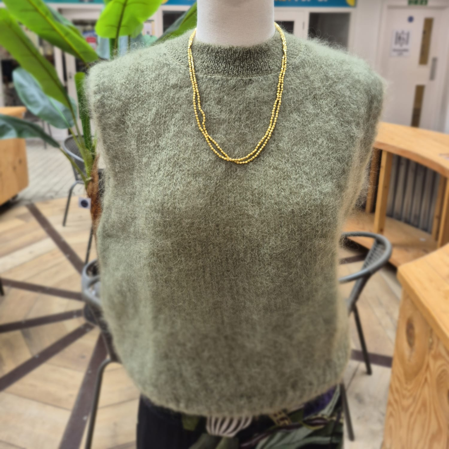 Astrid Mohair Cropped Vest - Khaki Green