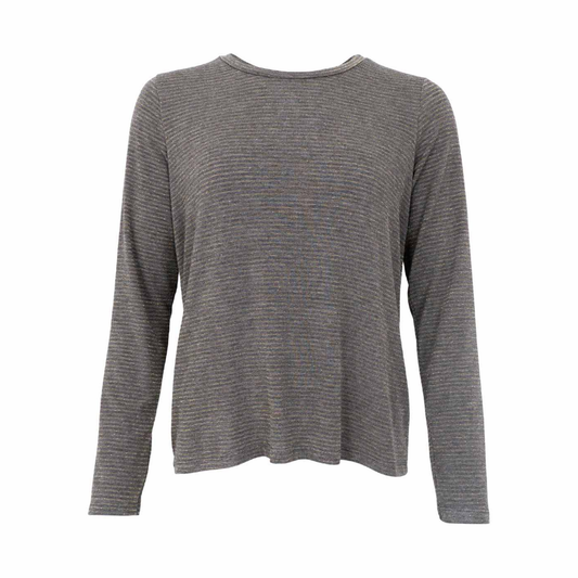 Faye Long Sleeve Top - Grey Shimmer Stripe