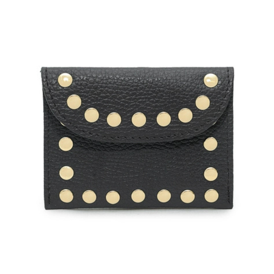 Leather Studded Wallet - Black