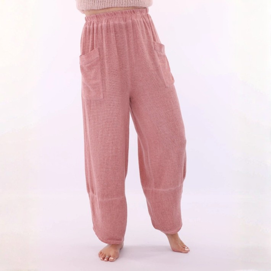 Linen and Cotton Blend Trousers - Pink Pepper