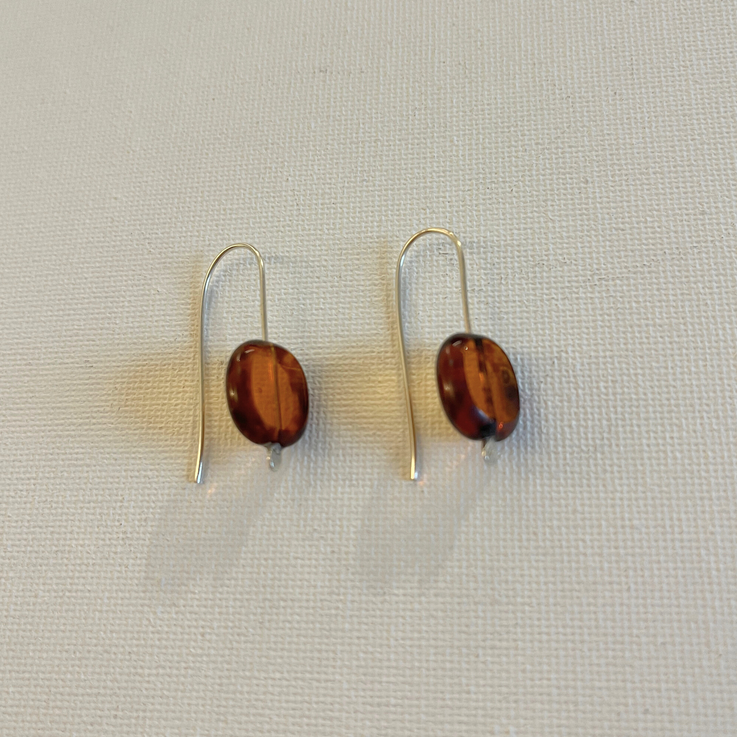 Glass Oval Earrings - Amber