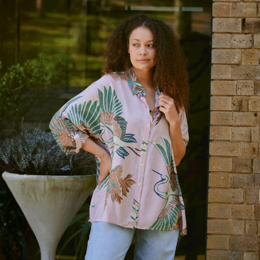 Oversized Shirt - Crane Plaster Pink
