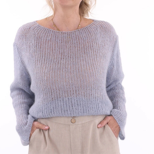 Alpaca Blend Fine Knit Jumper - Ice Blue