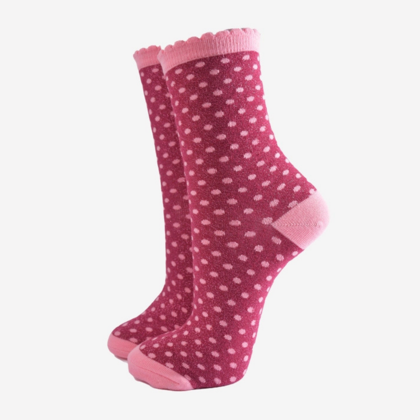 Sock Talk Glitter Socks - Pink and Berry Polka Dots