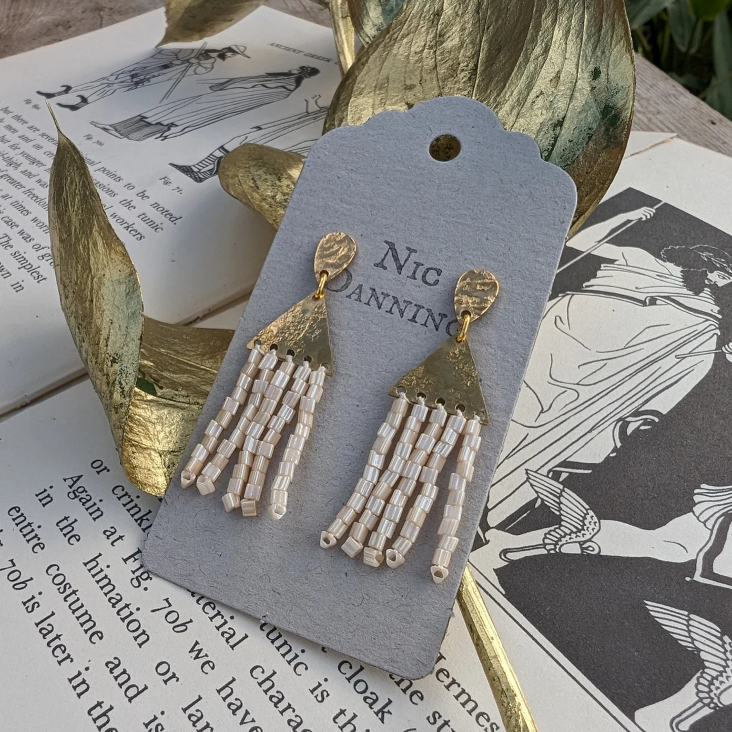 Nic Danning Brass Earrings - Thebes Alabaster