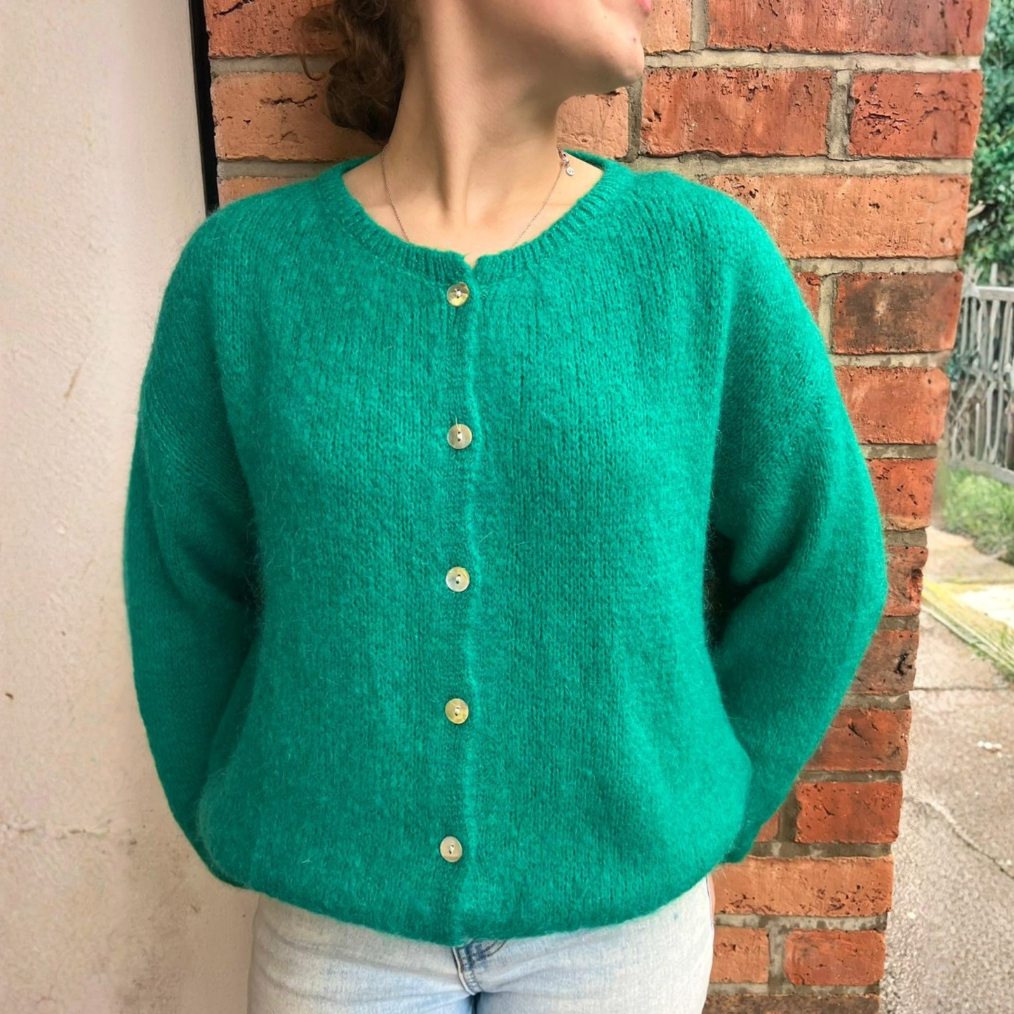 Mohair Blend Button Through Cardigan - Jade