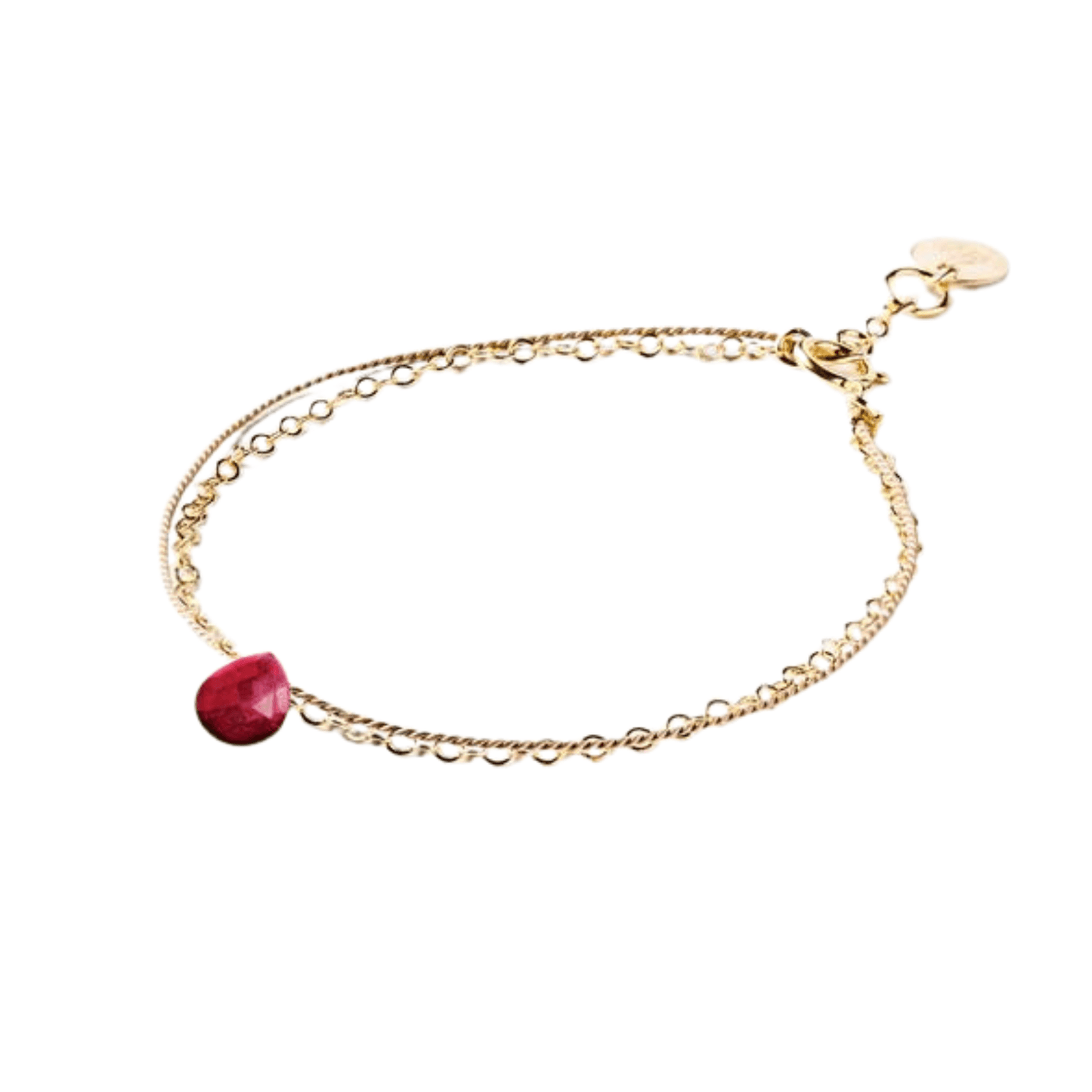 Wanderlust Life July Birthstone Gold and Silk Bracelet - Ruby