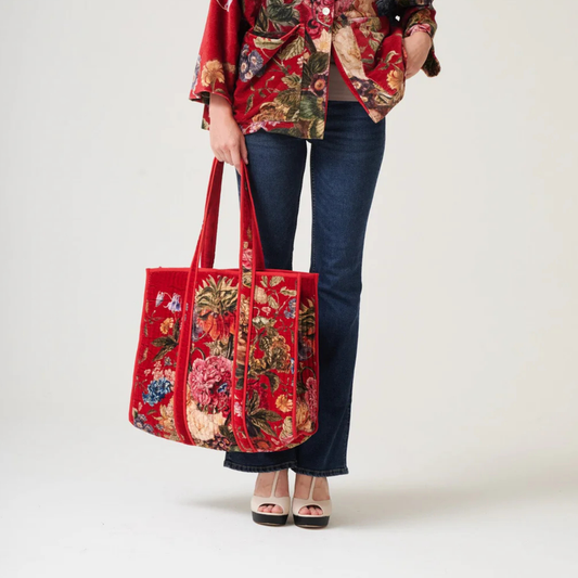 Velvet Tote Bag - Primula Berry