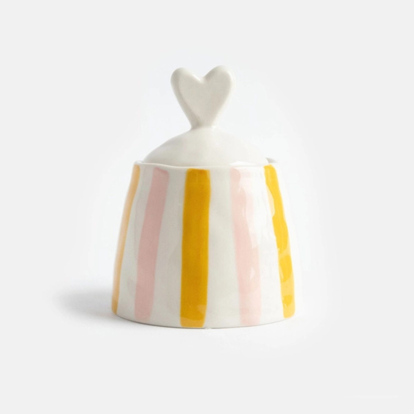 Storage Jar - Pink & Mustard Stripe with Heart
