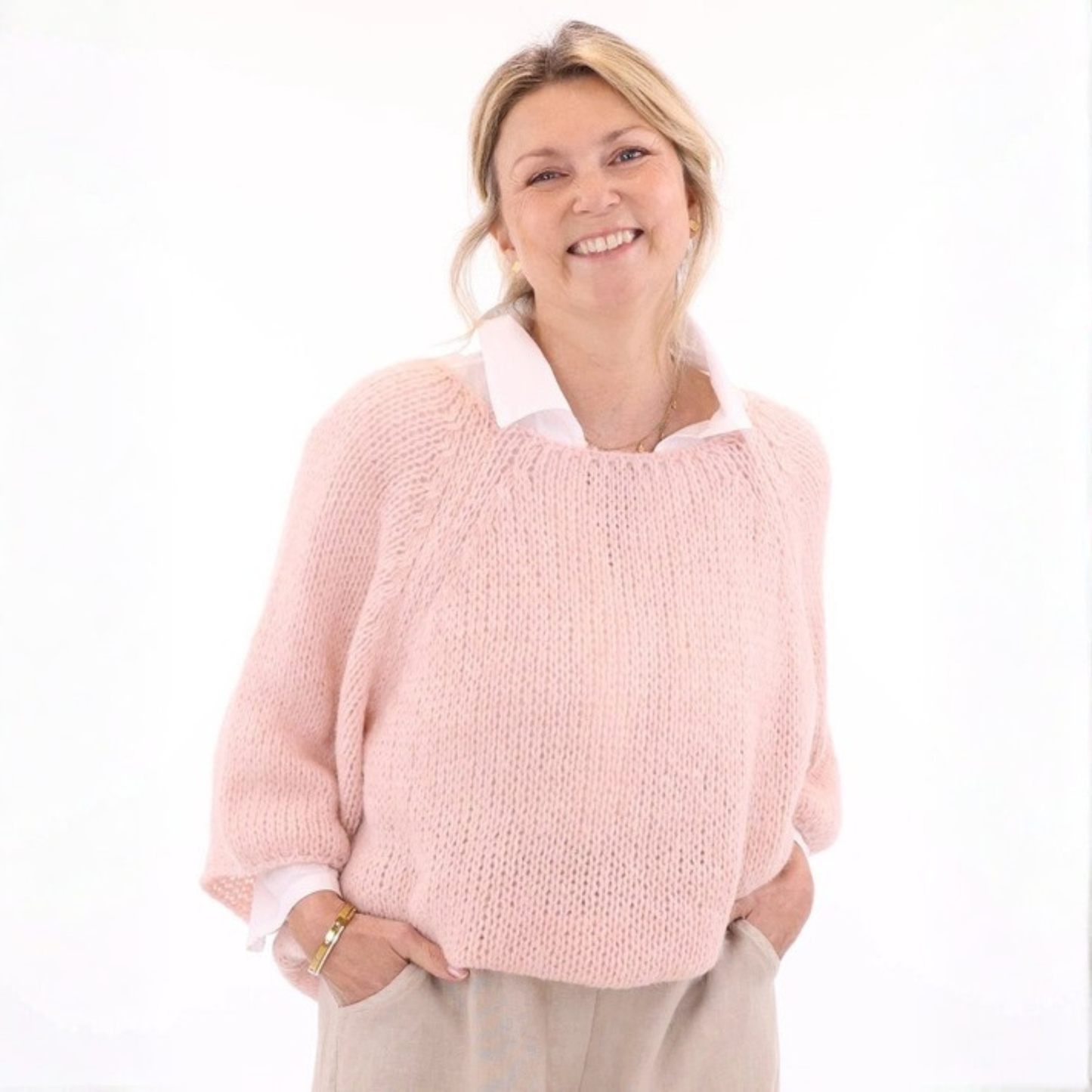 Alpaca Wool Blend Jumper -  Soft Pink