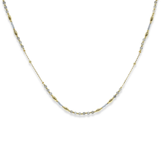 Boho Betty Horus Beaded Necklace - Gold & Labradorite