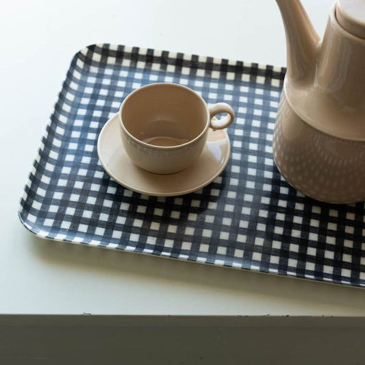 Linen Tray - Navy and White Check