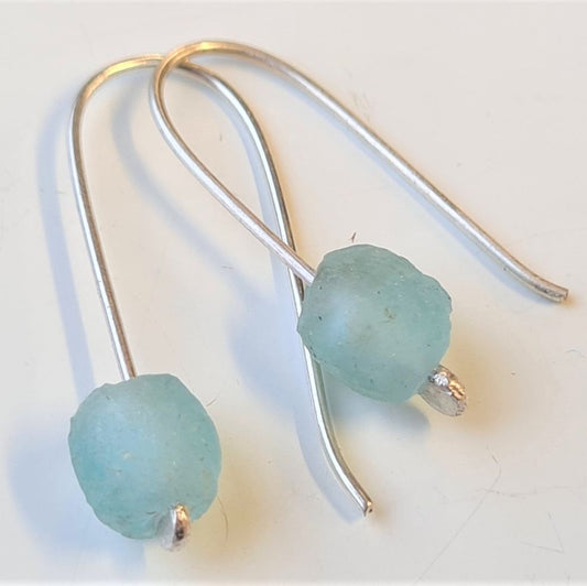 Eco Silver Bottle Bead Earrings - Light Blue