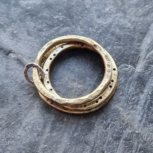 Silver Oval Charm Stacking Ring - Brass