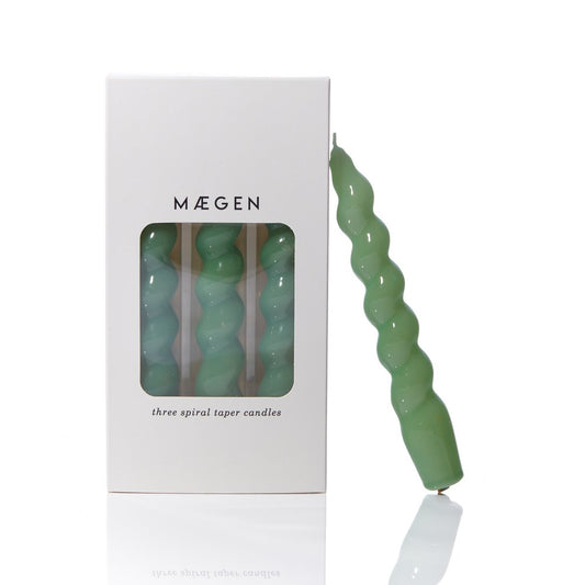 MAEGEN Spiral Taper Candles - Sage Green