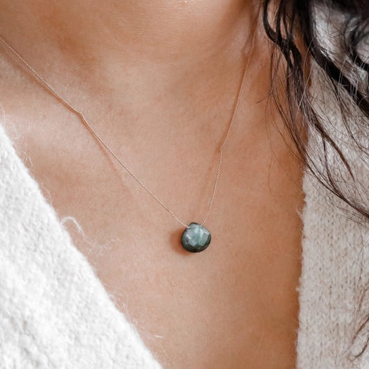 Silk Cord Gemstone Necklace - Labradorite