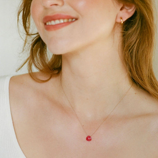 September Birthstone Fine Cord Necklace - Pink Sapphire