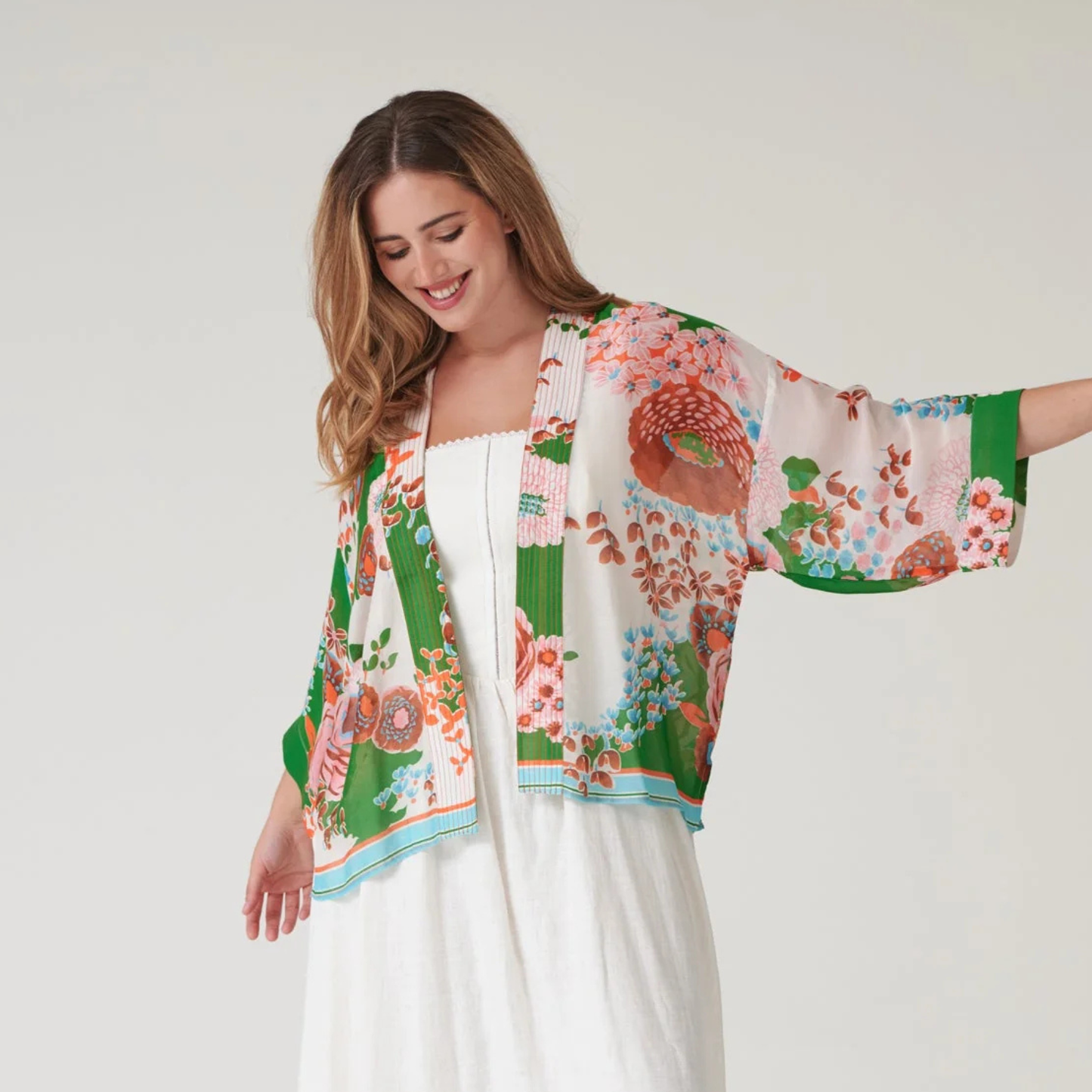 Kimono - Kitsch Bouquet Green