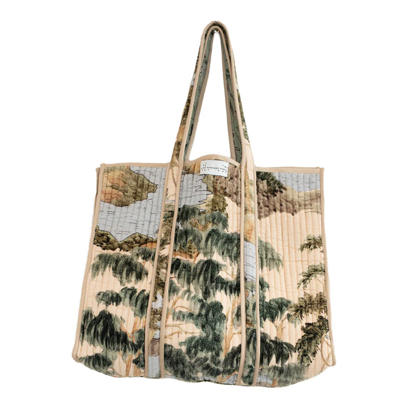 Large Velvet Tote Bag - Rivers and Trees