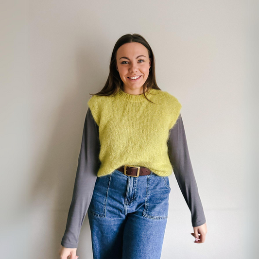 OST London Monika Cropped Mohair Vest - Mustard Green