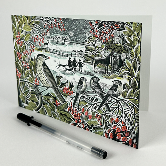 Advent Calendar Greetings Card - Holly Hedge