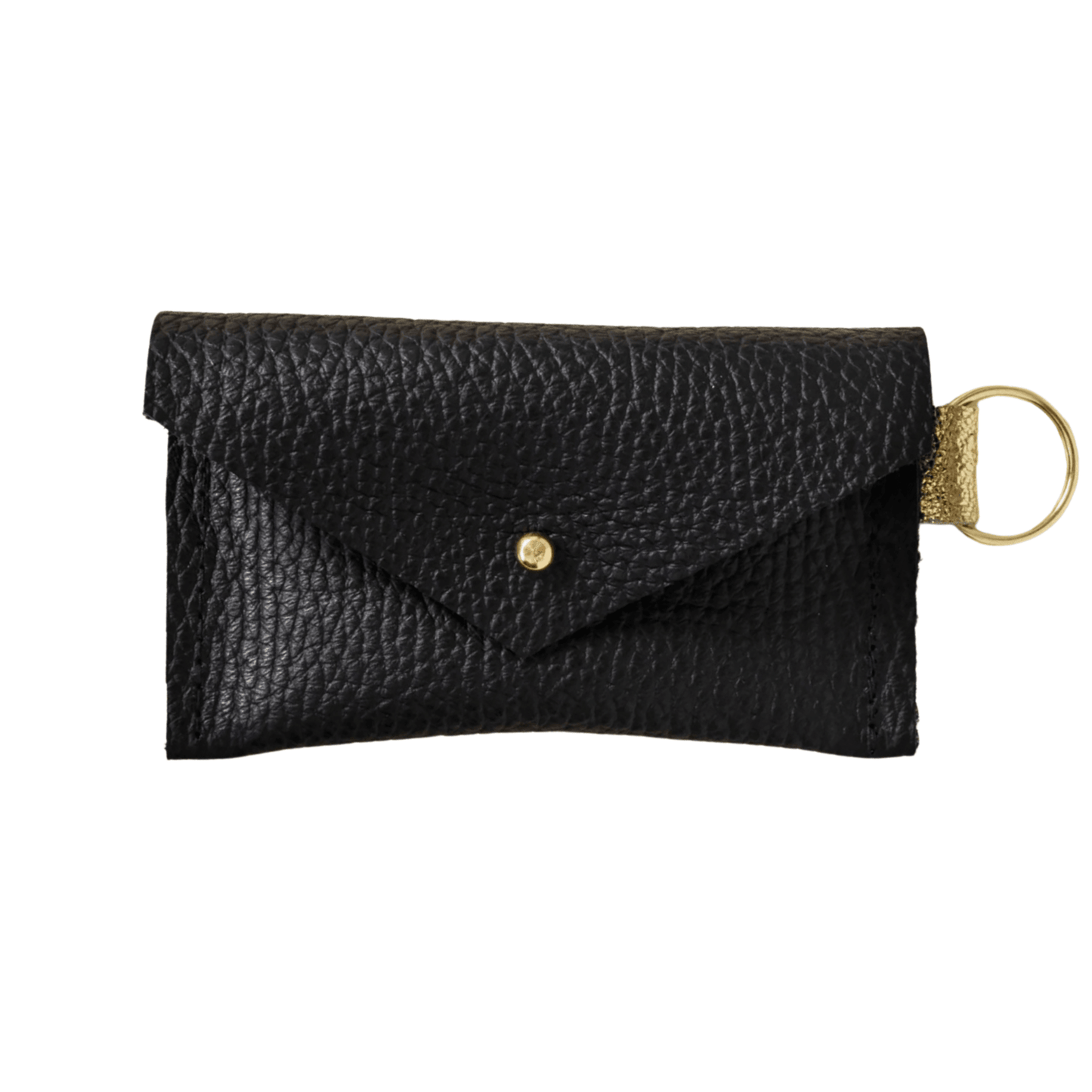 Studio Lowen Pebbled Leather Keyring Card Holder - Classic Black