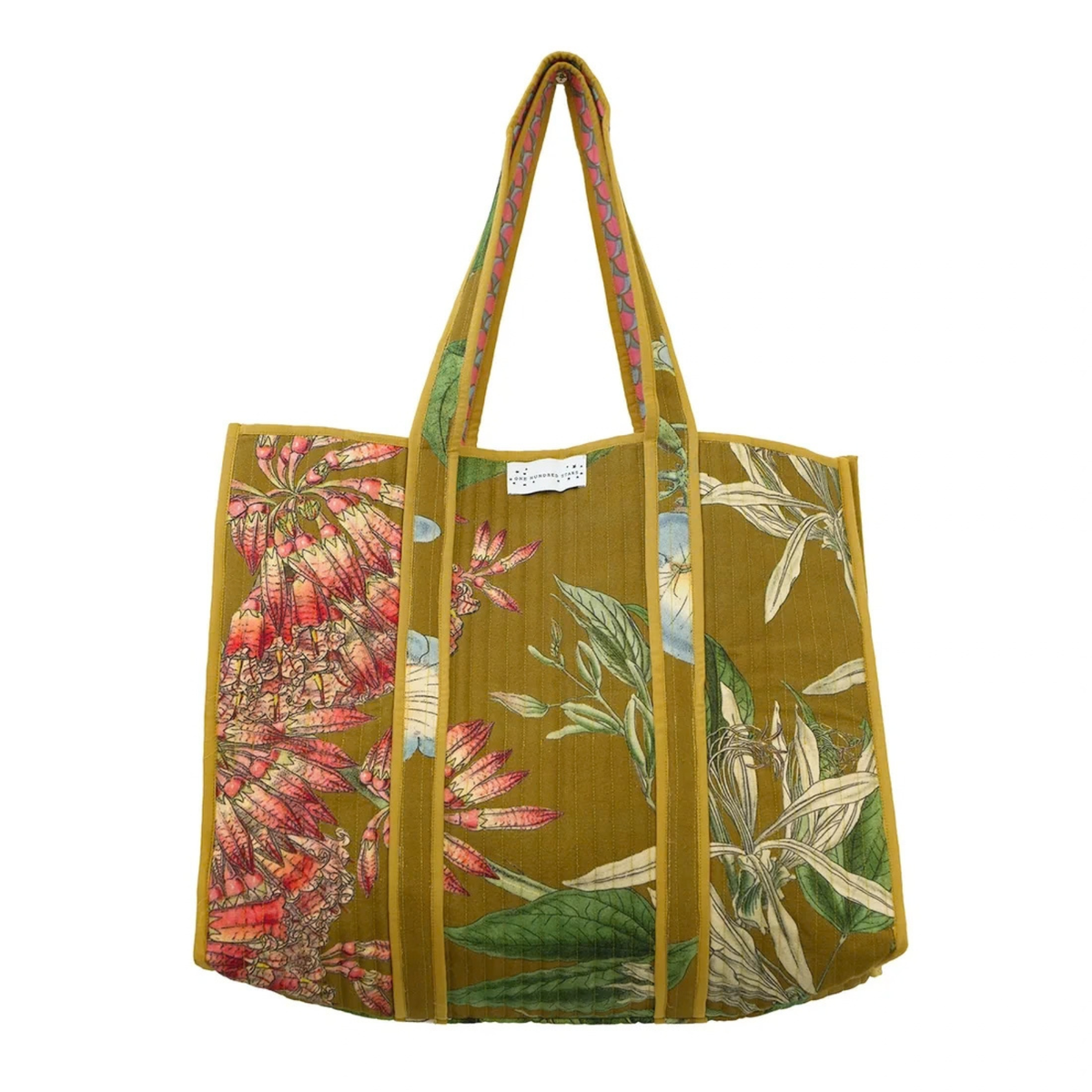 Quilted Tote Bag - Rhodoleia Gold